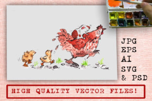 A Cute Chicken and Hamster Watercolor Illustration for Commercial Graphics
