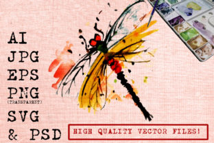 A Designer's Take: Dragonfly Watercolor Graphics & Illustrations