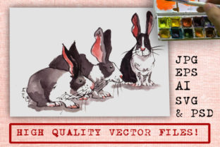 A Watercolor Bunny Family Design for Embroidered Charm