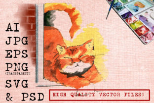 A Watercolor Cat Illustration for Creative Graphics
