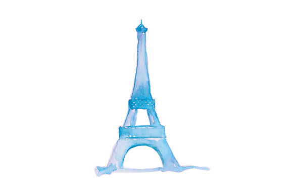 A Watercolor Parisian Charm: The Eiffel Tower Embroidery Design