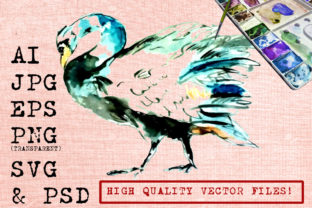 Angry Swan Watercolor for Commercial Graphics
