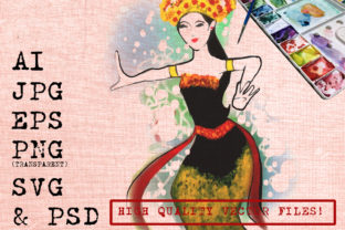 Balinese Dancer Watercolor: A Versatile Graphic for Branding