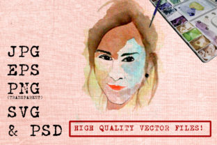 Brunette Girl Watercolor for Digital Product Graphics
