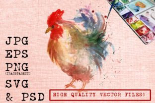 Considering a White Rooster Watercolor for Client Graphics