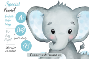 Cute Watercolor Elephant Graphics for Commercial Illustration Projects