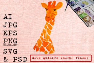 Gery the Giraffe Watercolor Graphic for Craft Projects