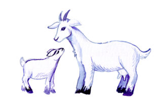 Mom and Baby Goats: A Watercolor Craft Asset for Animal-themed Brands
