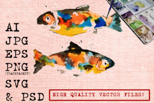 Salmon Watercolor Graphics for Illustrations and Marketing