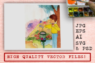 Watercolor Cartoon Throwing Away Trash: A Flexible Graphic Asset