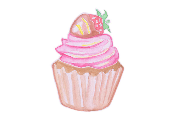 Watercolor Cupcake: A Crafted Asset for Sweet Branding