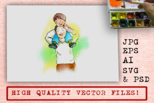 Wonderful Papa Cartoon: A Charming Watercolor Graphic